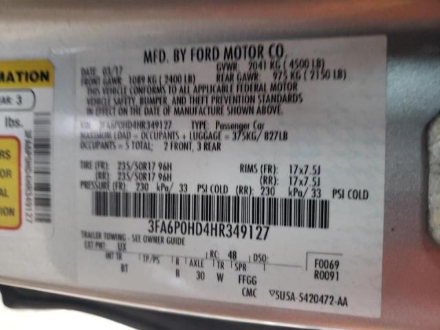 Photo 10 from auction – 2017 FORD FUSION SE with VIN 3FA6P0HD4HR349127