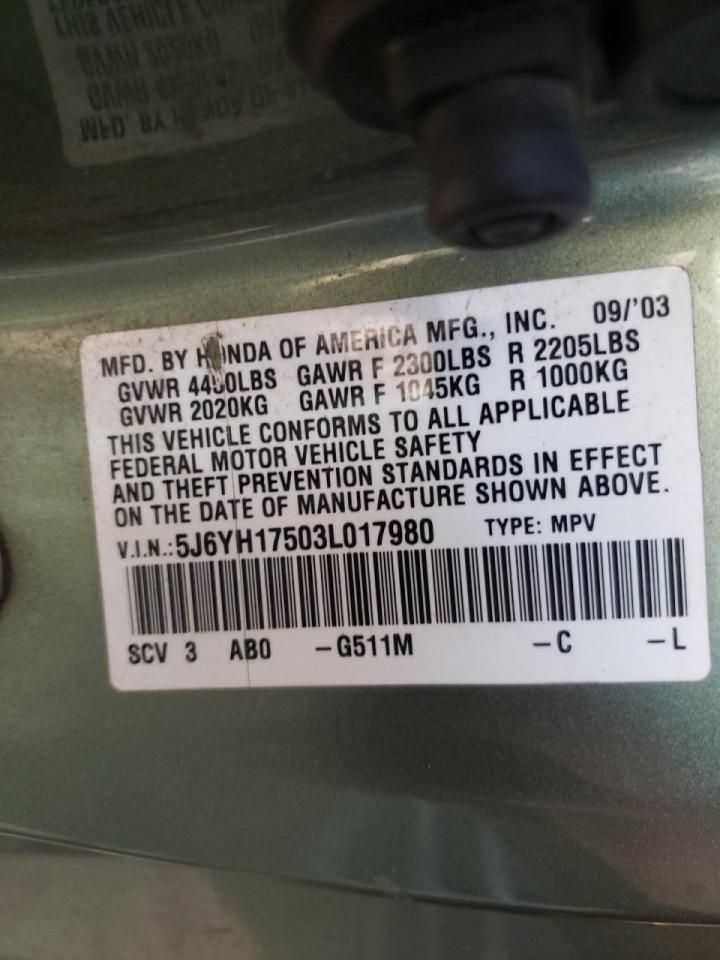 Photo 10 from auction – 2003 HONDA ELEMENT EX with VIN 5J6YH17503L017980