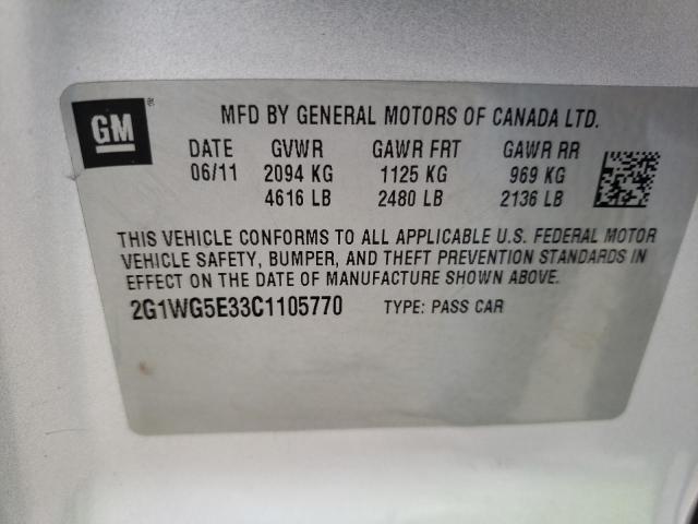 Photo 10 from auction – 2012 CHEVROLET IMPALA LT with VIN 2G1WG5E33C1105770