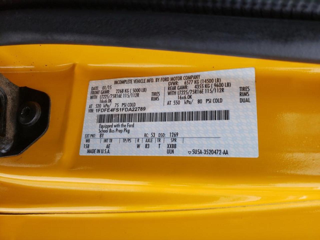 Photo 10 from auction – 2015 FORD ECONOLINE with VIN 1FDFE4FS1FDA22789