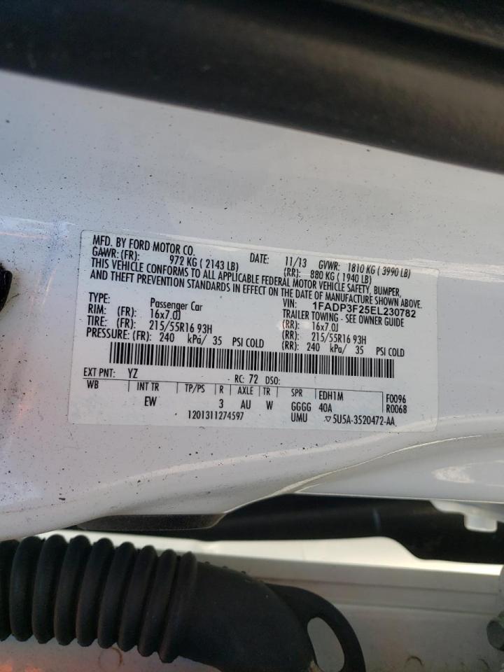 Photo 10 from auction – 2014 FORD FOCUS SE with VIN 1FADP3F25EL230782