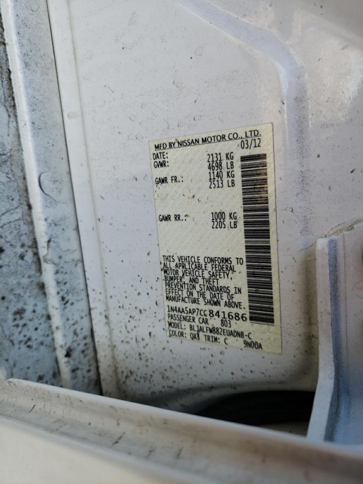 Photo 10 from auction – 2012 NISSAN MAXIMA S with VIN 1N4AA5AP7CC841686