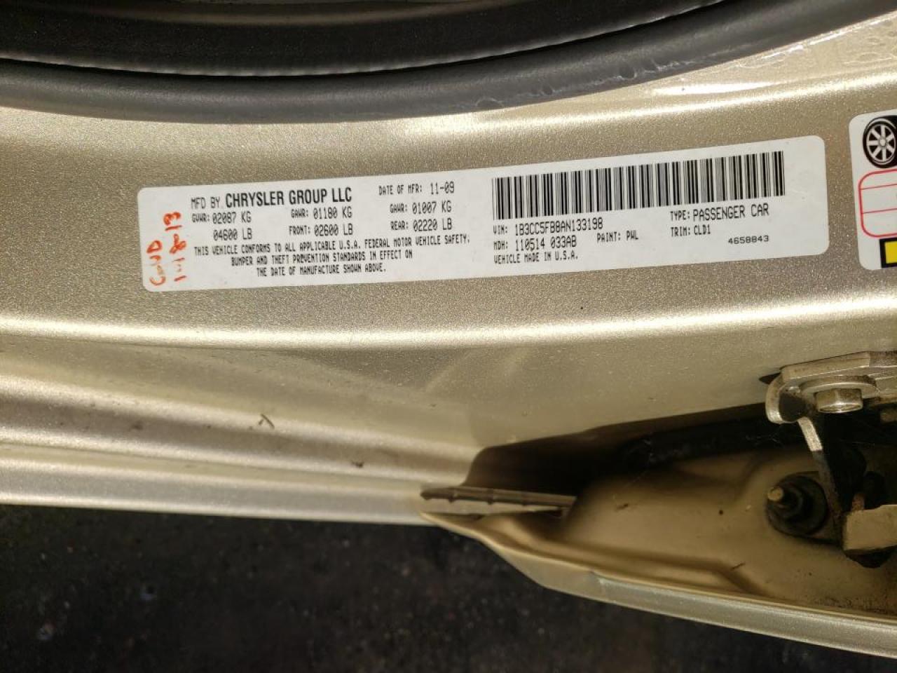 Photo 10 from auction – 2010 DODGE AVENGER R/ with VIN 1B3CC5FB8AN133198