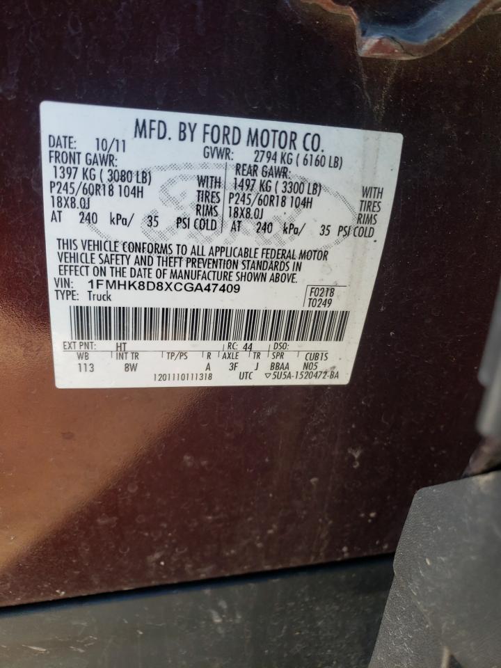Photo 10 from auction – 2012 FORD EXPLORER X with VIN 1FMHK8D8XCGA47409