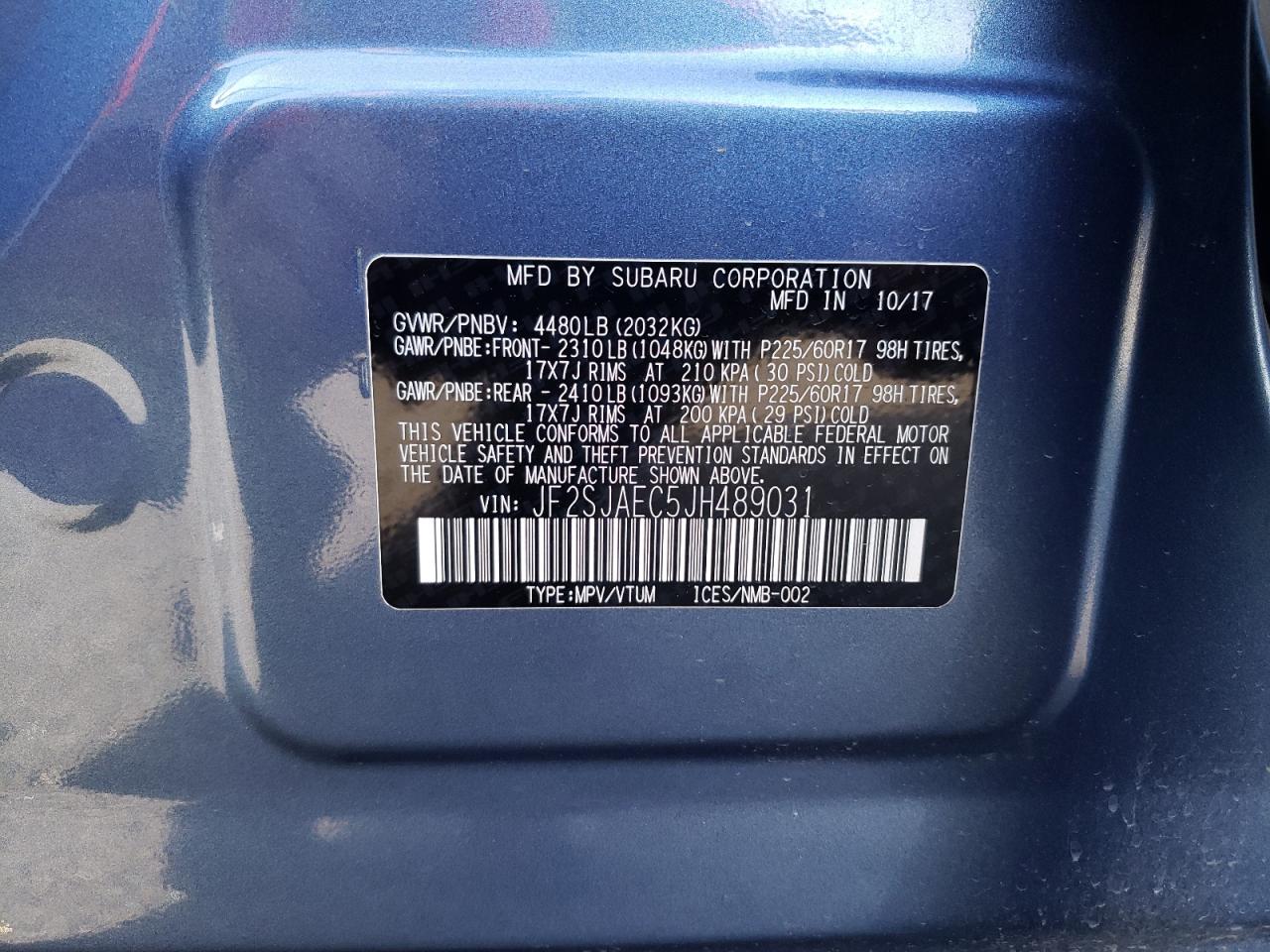 Photo 10 from auction – 2018 SUBARU FORESTER 2 with VIN JF2SJAEC5JH489031