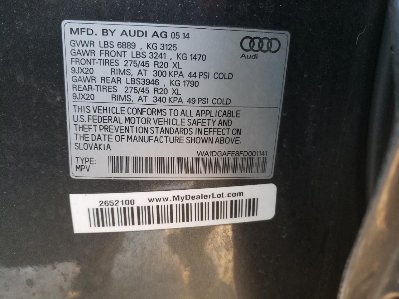 Photo 10 from auction – 2015 AUDI Q7 PRESTIG with VIN WA1DGAFE8FD001141