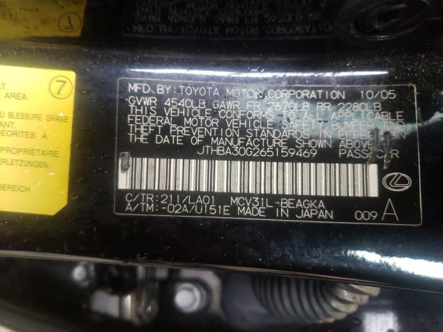 Фото 10 с аукциона – 2006 LEXUS ES 330 с VIN JTHBA30G265159469