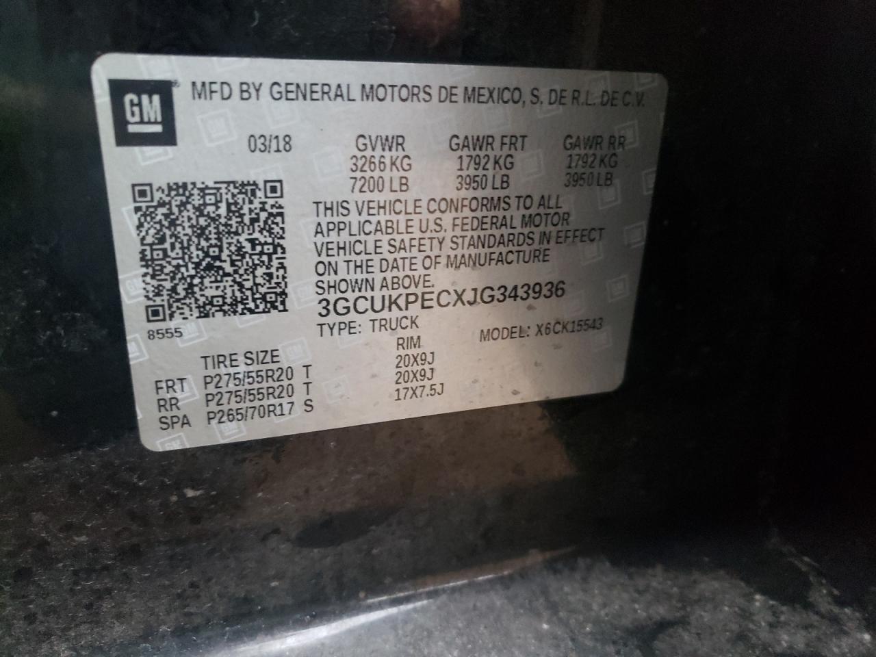 Photo 10 from auction – 2018 CHEVROLET SILVERADO with VIN 3GCUKPECXJG343936