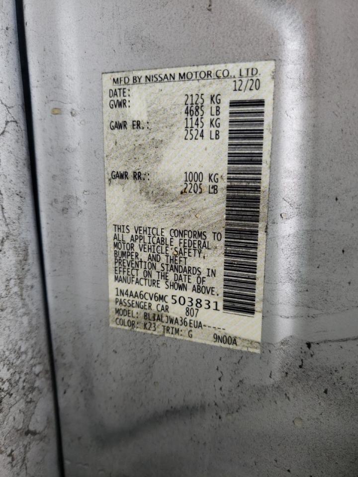 Photo 10 from auction – 2021 NISSAN MAXIMA SV with VIN 1N4AA6CV6MC503831