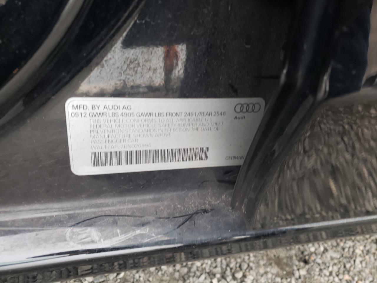 Photo 10 from auction – 2013 AUDI A4 PREMIUM with VIN WAUFFAFL7DN020994