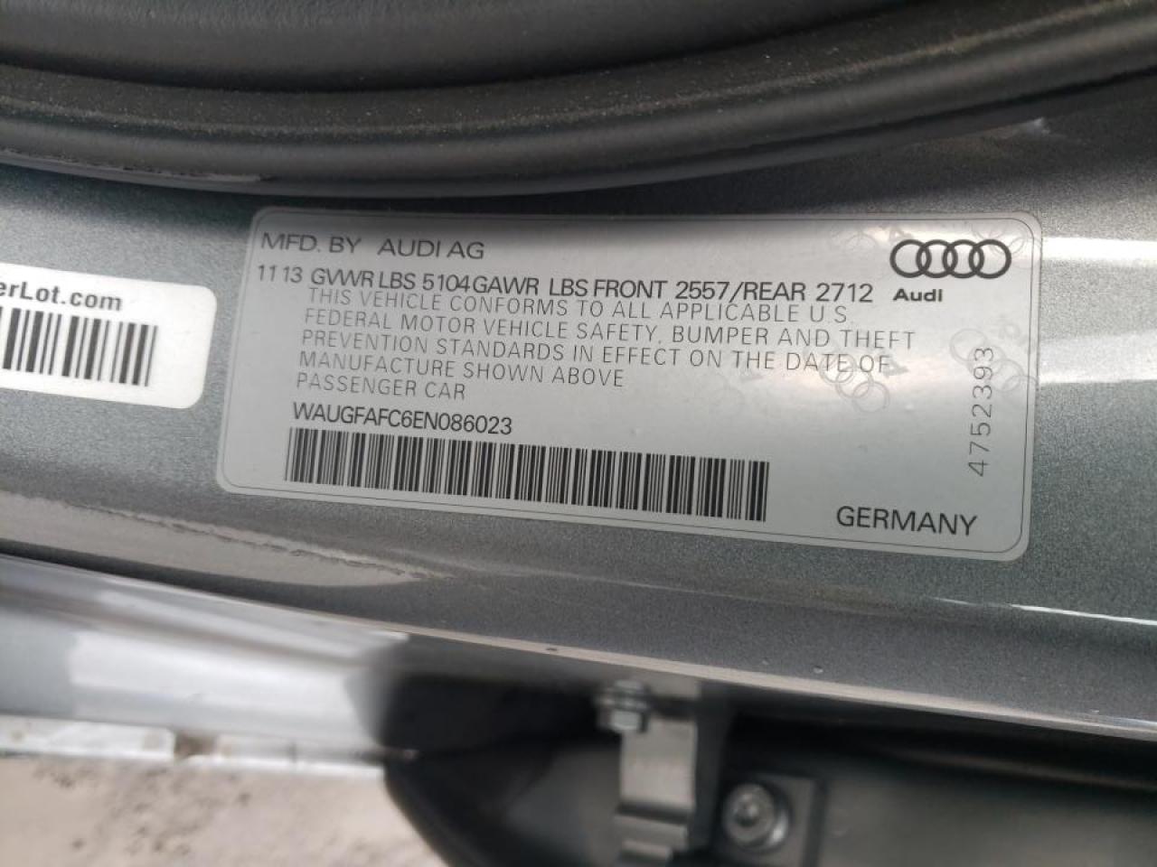 Photo 10 from auction – 2014 AUDI A6 PREMIUM with VIN WAUGFAFC6EN086023