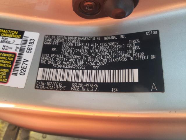 Photo 10 from auction – 2010 TOYOTA SIENNA CE with VIN 5TDKK4CC9AS292262