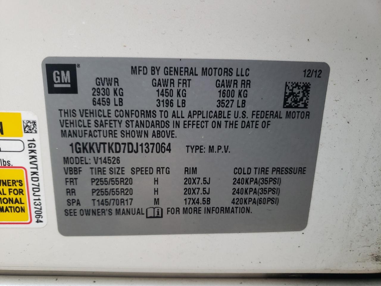 Foto 10 de la subasta – 2013 GMC ACADIA DEN con VIN 1GKKVTKD7DJ137064