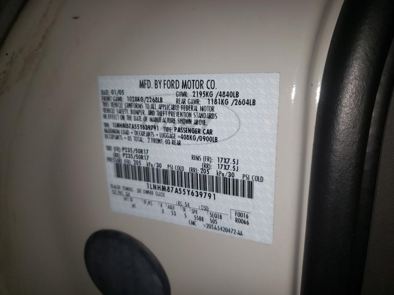Photo 10 from auction – 2005 LINCOLN LS with VIN 1LNHM87A55Y639791