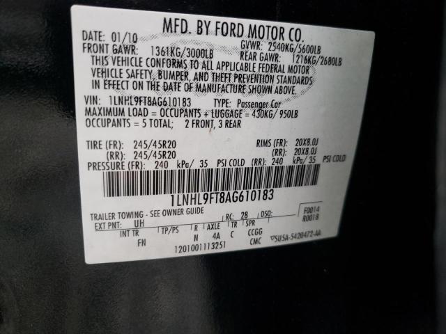 Photo 10 from auction – 2010 LINCOLN MKS with VIN 1LNHL9FT8AG610183