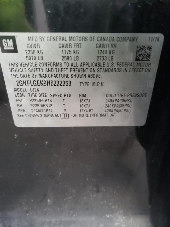Photo 10 from auction – 2017 CHEVROLET EQUINOX PR with VIN 2GNFLGEK9H6232353
