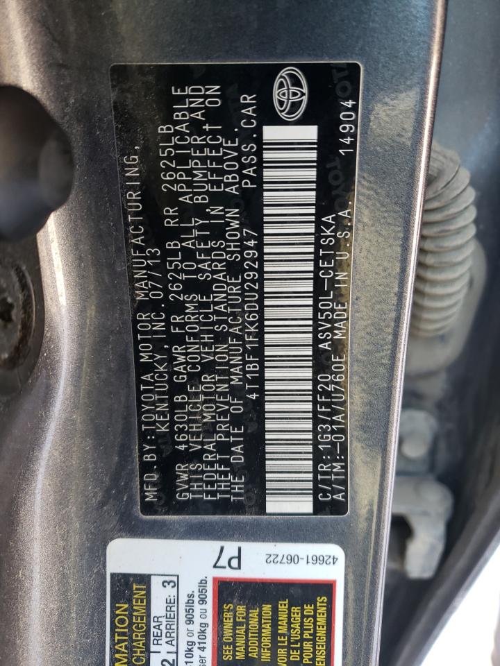 Photo 10 from auction – 2013 TOYOTA CAMRY L with VIN 4T1BF1FK6DU292947