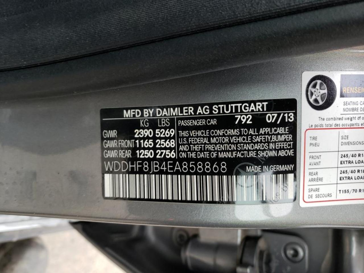 Photo 10 from auction – 2014 MERCEDES-BENZ E 350 4MAT with VIN WDDHF8JB4EA858868
