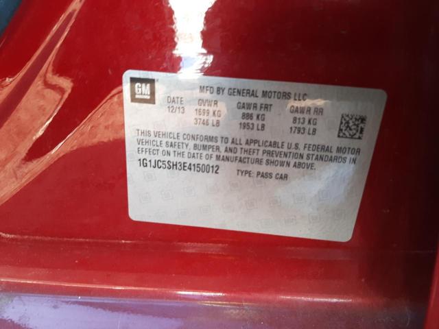 Photo 10 from auction – 2014 CHEVROLET SONIC LT with VIN 1G1JC5SH3E4150012