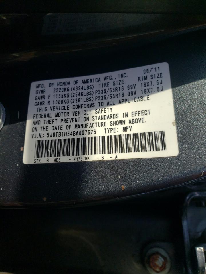 Photo 10 from auction – 2011 ACURA RDX TECHNO with VIN 5J8TB1H54BA007626
