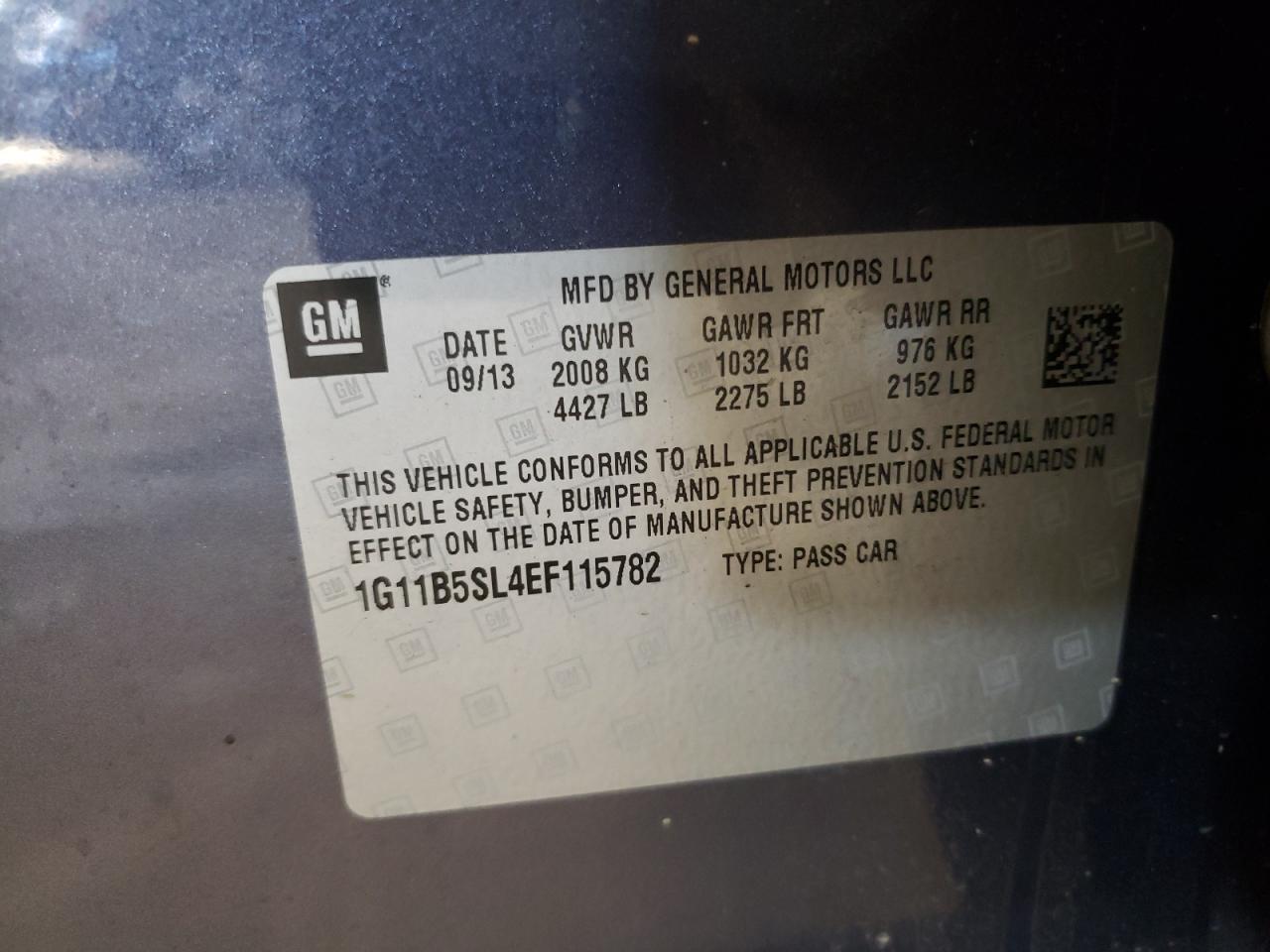 Photo 10 from auction – 2014 CHEVROLET MALIBU LS with VIN 1G11B5SL4EF115782