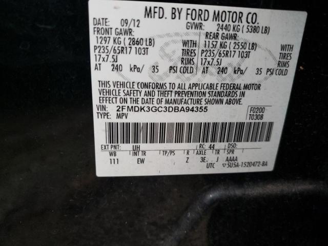 Photo 10 from auction – 2013 FORD EDGE SE with VIN 2FMDK3GC3DBA94355