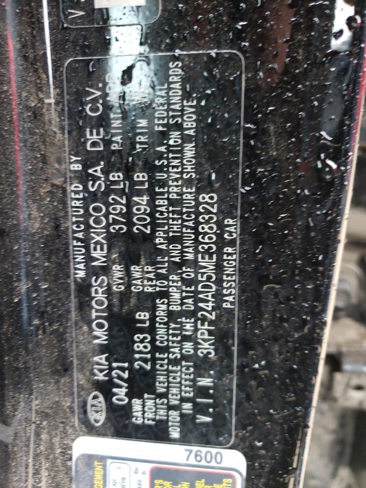 Photo 10 from auction – 2021 KIA FORTE FE with VIN 3KPF24AD5ME368328
