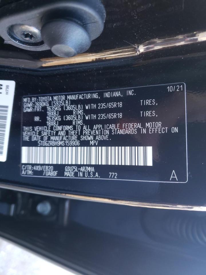 Photo 10 from auction – 2021 TOYOTA HIGHLANDER with VIN 5TDGZRBH9MS159906
