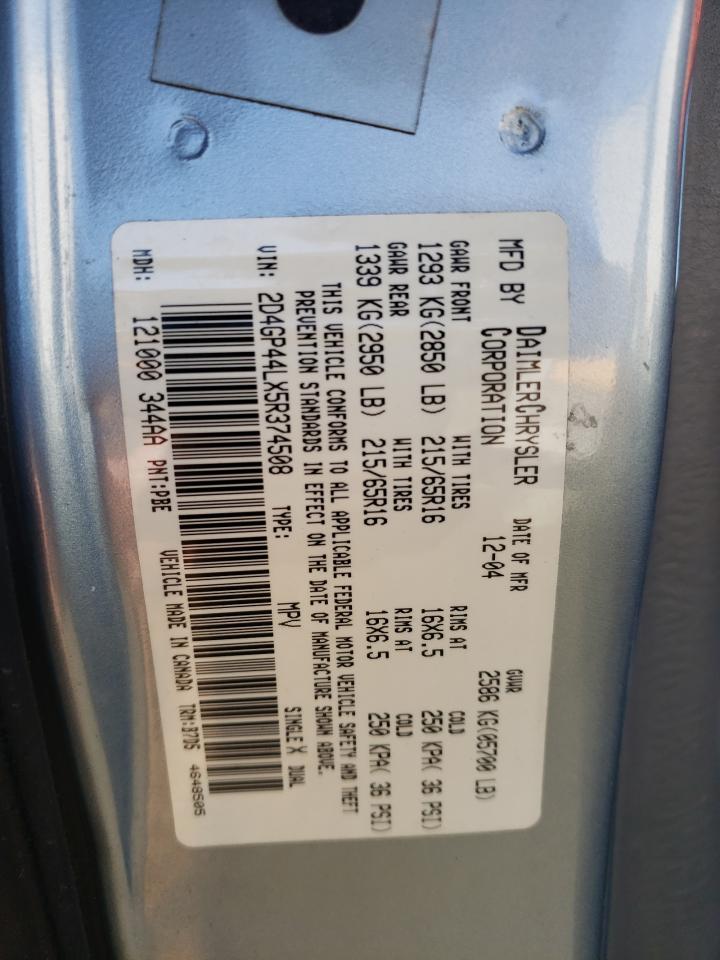 Photo 10 from auction – 2005 DODGE GRAND CARA with VIN 2D4GP44LX5R374508