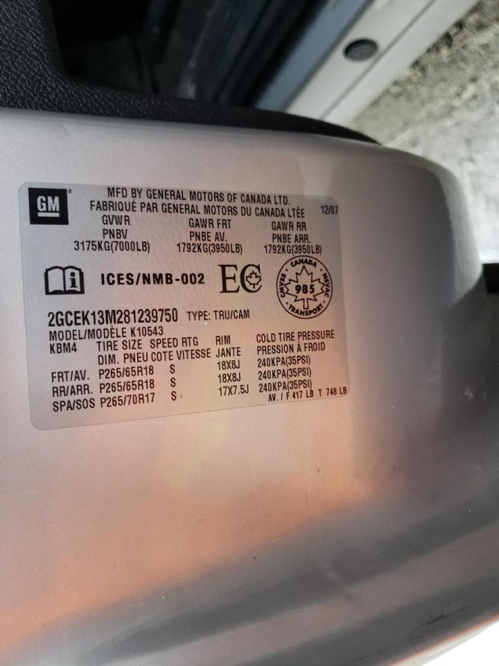 Photo 10 from auction – 2008 CHEVROLET SILVERADO with VIN 2GCEK13M281239750