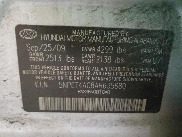 Photo 10 from auction – 2010 HYUNDAI SONATA GLS with VIN 5NPET4AC8AH635680