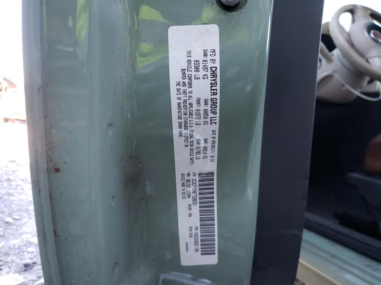 Photo 10 from auction – 2015 FIAT 500 LOUNGE with VIN 3C3CFFCR8FT528331