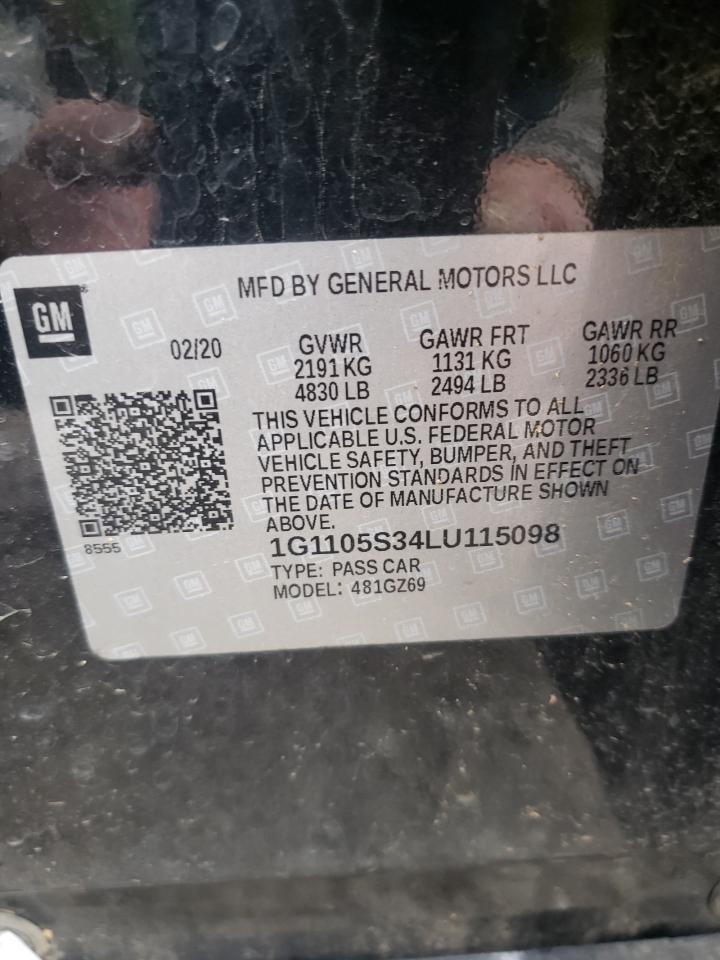 Photo 10 from auction – 2020 CHEVROLET IMPALA PRE with VIN 1G1105S34LU115098