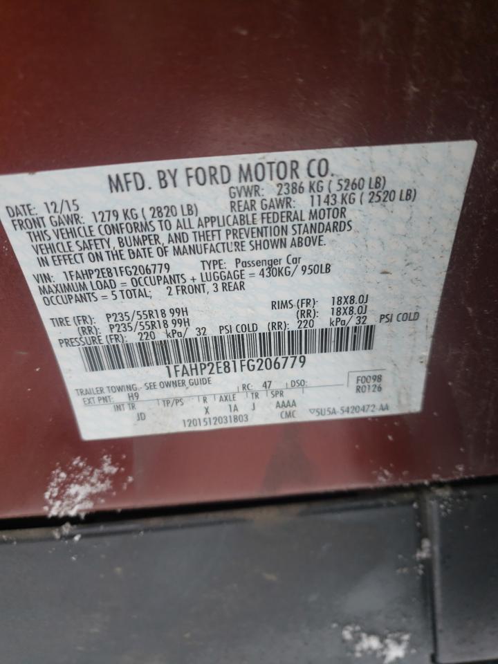 Photo 10 from auction – 2015 FORD TAURUS SEL with VIN 1FAHP2E81FG206779