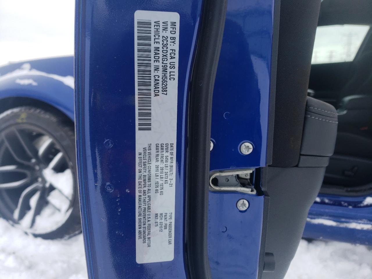 Photo 10 from auction – 2021 DODGE CHARGER SC with VIN 2C3CDXGJ9MH562087