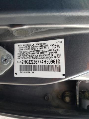 Photo 10 from auction – 2004 HONDA CIVIC EX with VIN 2HGES26774H509618