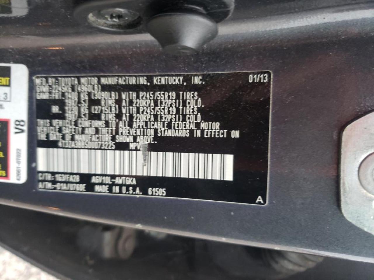Photo 10 from auction – 2013 TOYOTA VENZA LE with VIN 4T3ZA3BB5DU073225