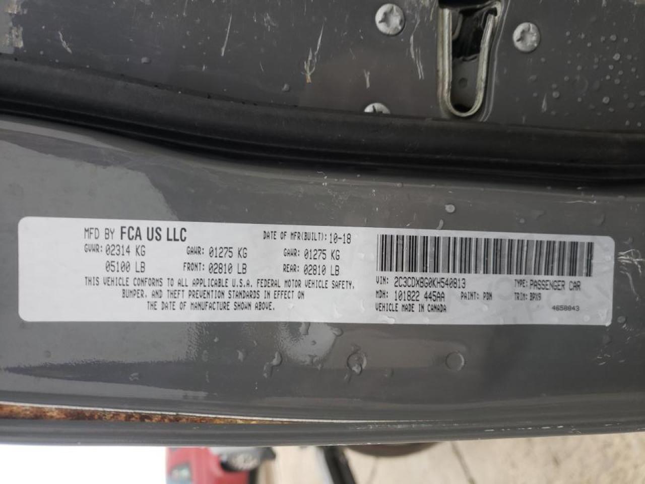 Photo 10 from auction – 2019 DODGE CHARGER SX with VIN 2C3CDXBG0KH540813