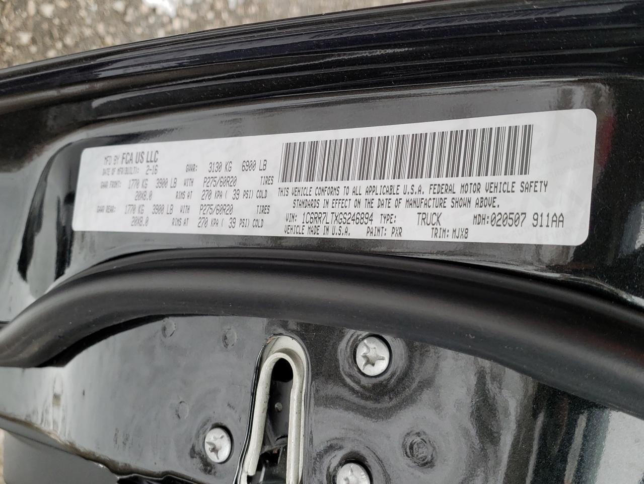 Zdjęcie 10 z aukcji – 2016 RAM 1500 SLT z VIN 1C6RR7LTXGS246894