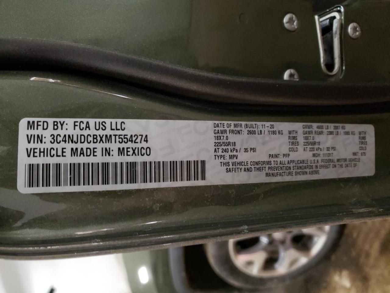 Photo 10 from auction – 2021 JEEP COMPASS LI with VIN 3C4NJDCBXMT554274