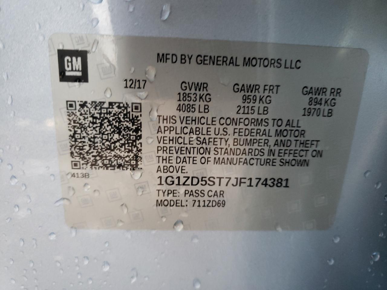 Photo 10 from auction – 2018 CHEVROLET MALIBU LT with VIN 1G1ZD5ST7JF174381
