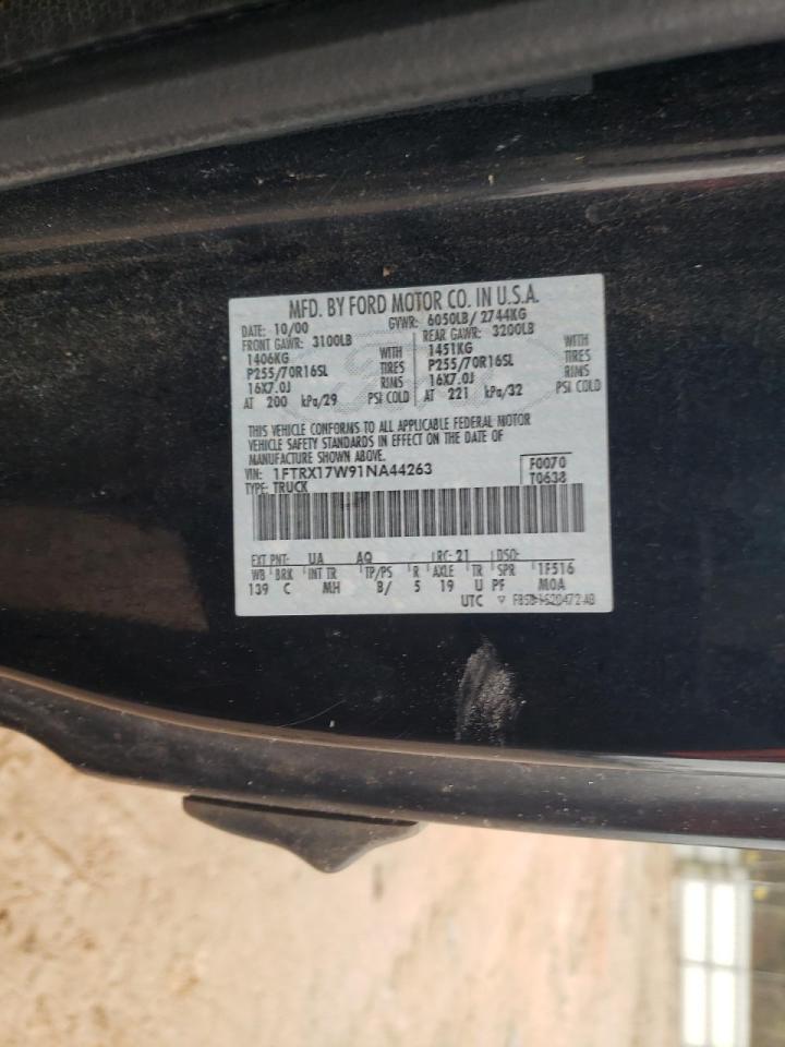 Photo 10 from auction – 2001 FORD F150 with VIN 1FTRX17W91NA44263