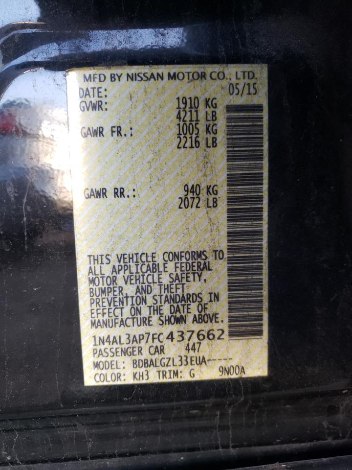 Photo 10 from auction – 2015 NISSAN ALTIMA 2.5 with VIN 1N4AL3AP7FC437662