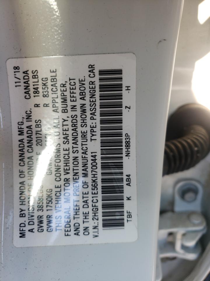 Photo 10 from auction – 2019 HONDA CIVIC SI with VIN 2HGFC1E56KH700441