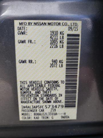 Photo 10 from auction – 2015 NISSAN ALTIMA 2.5 with VIN 1N4AL3AP5FC573479