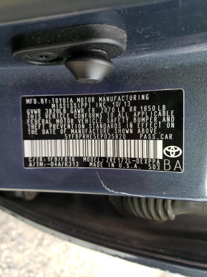 Photo 10 from auction – 2014 TOYOTA COROLLA EC with VIN 5YFBPRHE5EP035820