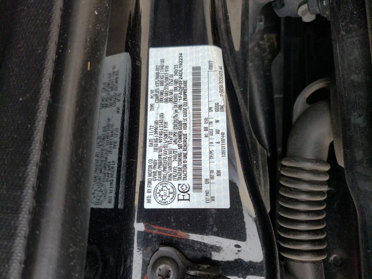Photo 10 from auction – 2013 FORD FOCUS SE with VIN 1FADP3F24DL192234