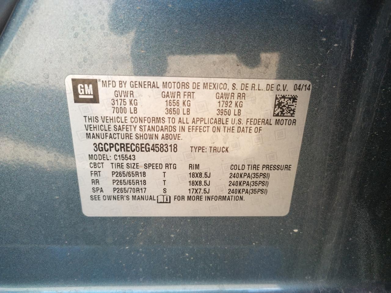Photo 10 from auction – 2014 CHEVROLET SILVERADO with VIN 3GCPCREC6EG458318