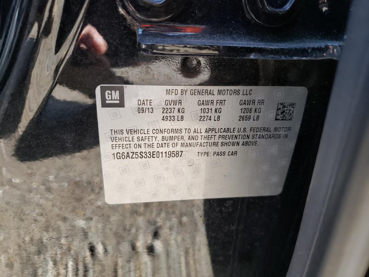 Photo 10 from auction – 2014 CADILLAC CTS PREMIU with VIN 1G6AZ5S33E0119587