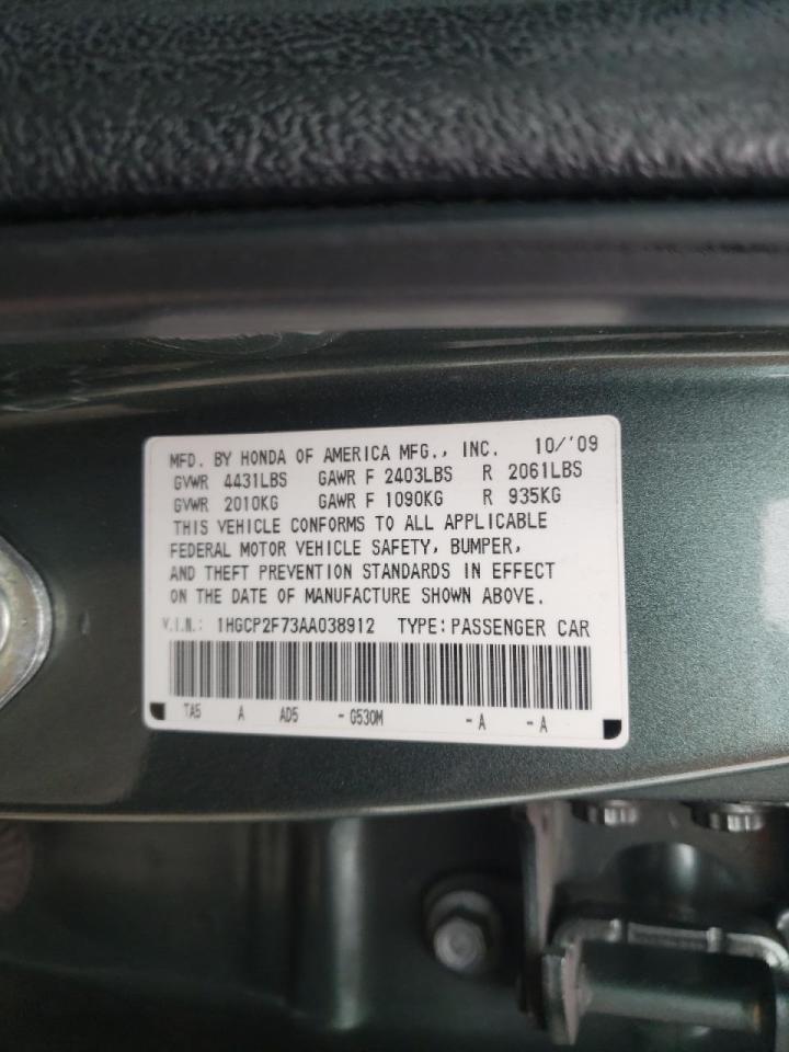 Photo 10 from auction – 2010 HONDA ACCORD EX with VIN 1HGCP2F73AA038912